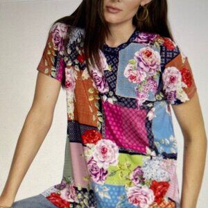 JOHNNY WAS Rose Patch Swing Tee: Size XS/Small in Excellent Pre-Loved Condition